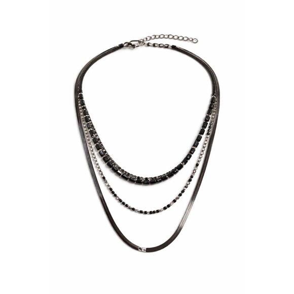 NWT nOir Jewelry Multi-Layer Black Necklace - Picture 1 of 4